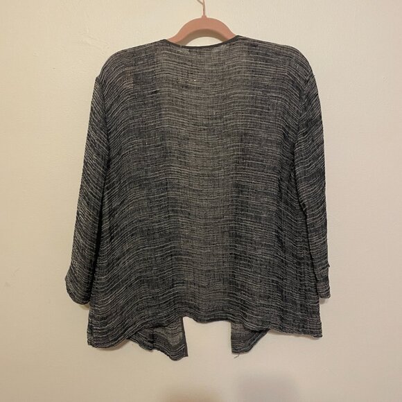 🔥 Eileen Fisher | Black Loose-Weave Linen Blend Kimono Jacket Small - Picture 6 of 6